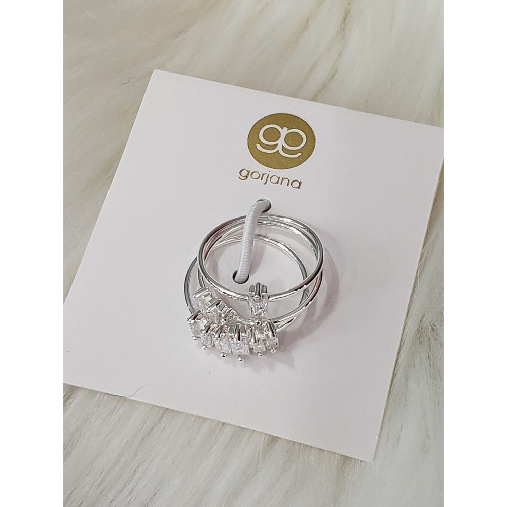 NEW SZ 6 GORJANA Amara Stackable Rings Set Of 3 PIECE white cubic zirconia